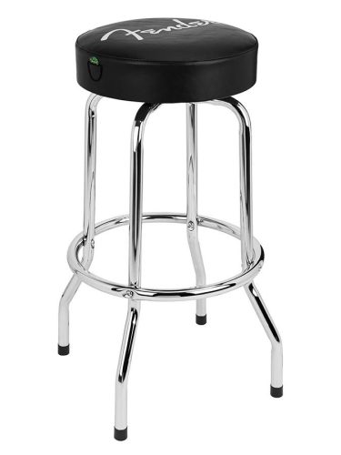 9192022013 Fender  spaghetti logo pick pouch barstool, black/chrome, 30"