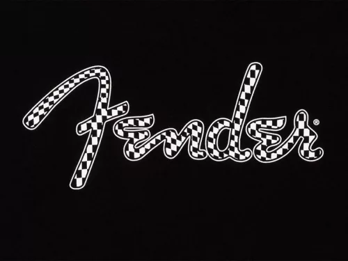 9192411306 Fender Clothing T-Shirts spaghetti wavy checker logo t-shirt, black, S