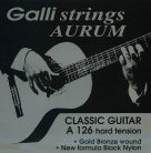 A-126 Galli Aurum string set classic, gold bronze wound, black nylon trebles, hard tension