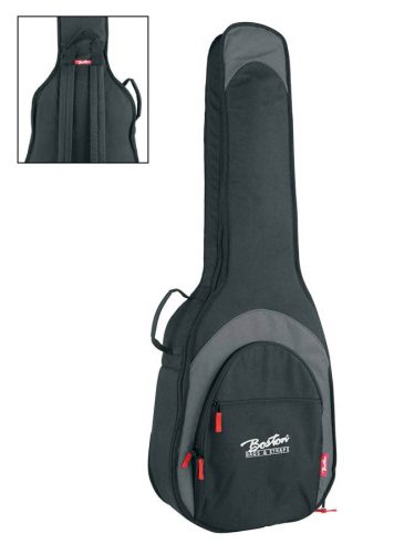 AB-25-BG Boston Super Packer gig bag for acoustic bass guitar, 25 mm. padding, multiple pockets, black and grey