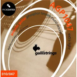   AGP1047 Galli ProCoated Phosphor Bronze string set acoustic, phosphor bronze wound, extra light, 010-047