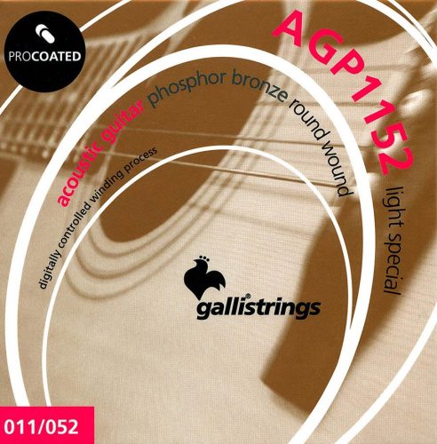 AGP1152 Galli ProCoated Phosphor Bronze string set acoustic, phosphor bronze wound, special light, 011-052