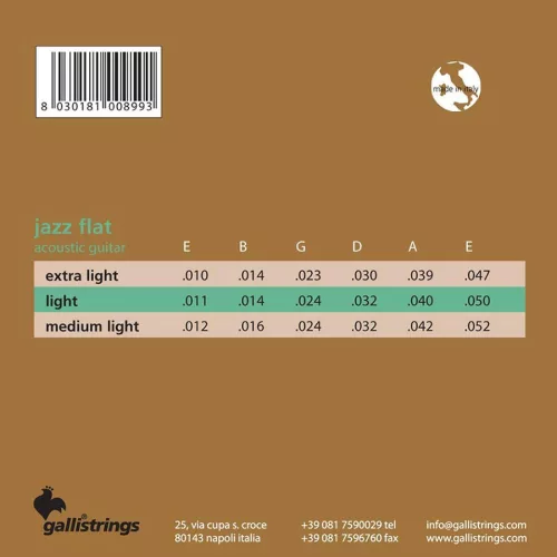 AJF1150 Galli Jazz Flat string set acoustic tape wound, light, 011-014-024-032-040-050