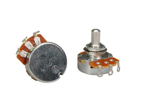 ALP1MG-A39 Alpha  1MEG audio potentiometer, solid shaft, short bushing .250", 3/8" diameter, for pickguard mount