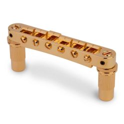   ALTOM-G TonePros  aluminum tune-o-matic bridge, metric/for import guitars, bell brass saddles, gold