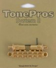 ALTOM-G TonePros  aluminum tune-o-matic bridge, metric/for import guitars, bell brass saddles, gold