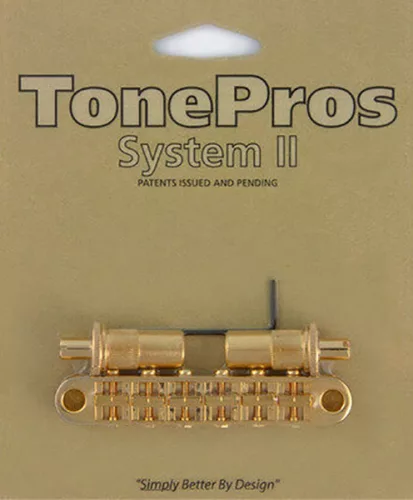 ALTOM-G TonePros  aluminum tune-o-matic bridge, metric/for import guitars, bell brass saddles, gold