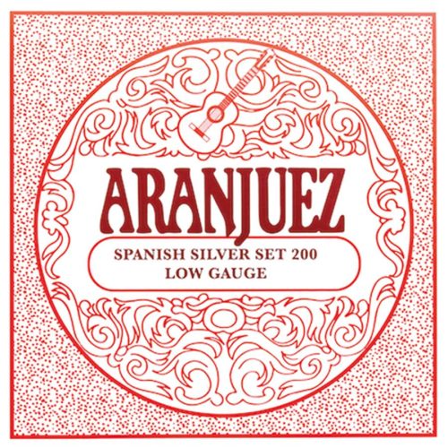 AR-200 Aranjuez Spanish Silver string set for flamenco/ classic guitar, black & silverplated wound basses, light gauge