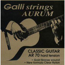   AR-70 Galli Aurum string set classic, gold bronze wound, clear nylon trebles,  hard tension