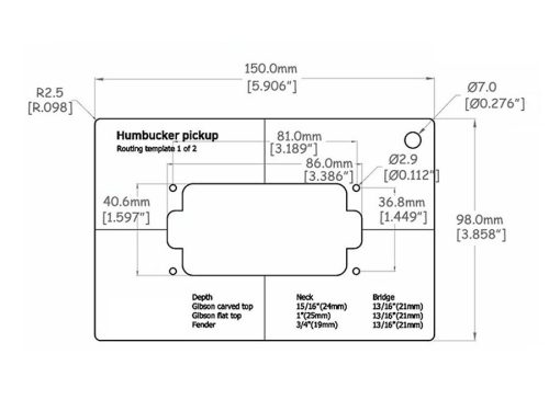 ART-HB Boston  pickup routing template humbucker
