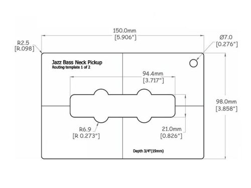 ART-JB/N Boston  pickup routing template JB neck