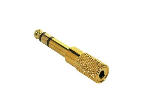 AT-165-G Boston  adaptor, 3,5mm jack female stereo, 6,3mm jack male stereo, gold metal