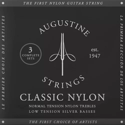 AU-CLBK/3 Augustine Classic Black string set classic, regular tension trebles & light tension basses - 3-PACK