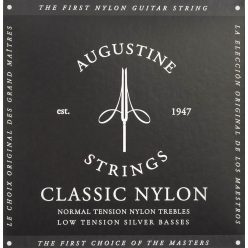   AU-CLBK Augustine Classic Black string set classic, regular tension trebles & light tension basses