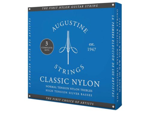 AU-CLBU/3 Augustine Classic Blue string set classic, regular tension trebles & high tension basses - 3-PACK