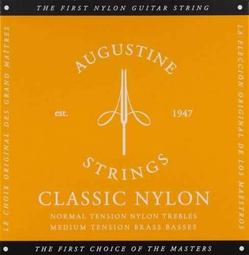 AU-CLGO Augustine Classic Gold string set classic, regular tension trebles & light tension basses (brass plated)