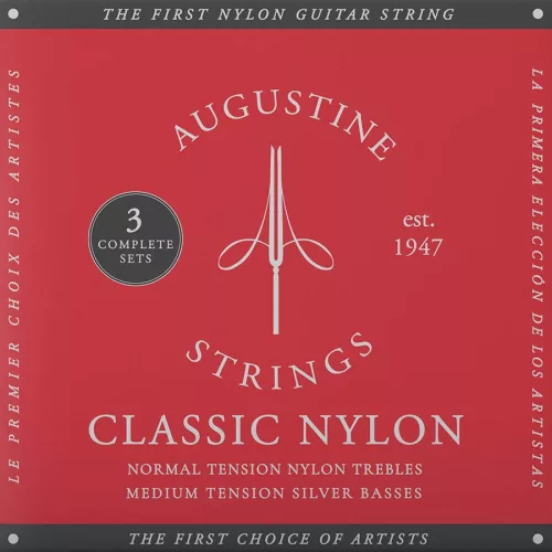 AU-CLRD/3 Augustine Classic Red string set classic, regular tension trebles & medium tension basses - 3-PACK