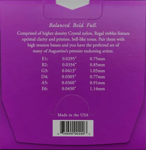 AU-REBU Augustine Regal Blue string set classic, high tension trebles & high tension basses