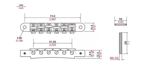 AVR2-N TonePros  AVR2 tune-o-matic bridge, for USA guitars, nickel