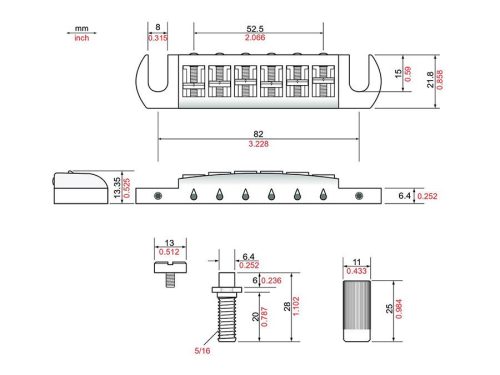 AVT2G-CH TonePros  AVT2G wraparound bridge, for USA guitars, chrome