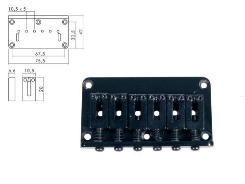 B-1504-B Boston  bridge-tailpiece, Stallion, pitch 10,5mm, strings through body, black