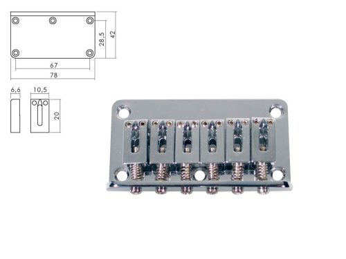 B-1508-C Boston  bridge-tailpiece, Stallion, pitch 10,5mm, strings mounted in bridge, chrome