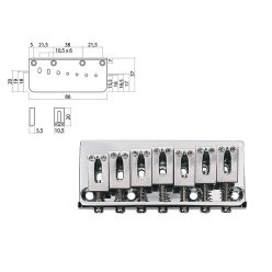   B-1520-7C Boston  bridge-tailpiece, Stallion, pitch 10,5mm, 7-string, strings through body, chrome