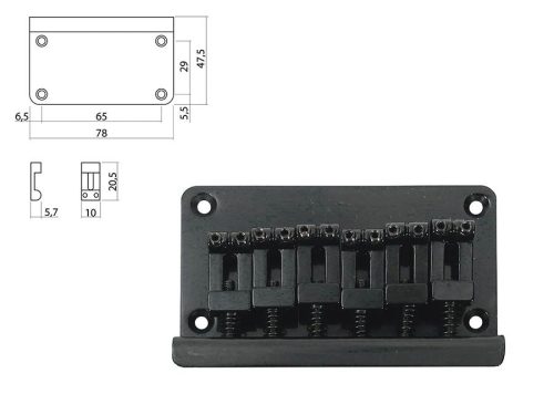 B-1560-B Boston  bridge-tailpiece, Stallion, pitch 10,0mm, strnigs through bridge, black