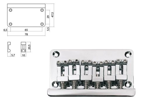 B-1560-C Boston  bridge-tailpiece, Stallion, pitch 10,0mm, strings through bridge, chrome