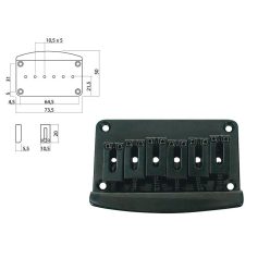   B-1580-B Boston  bridge-tailpiece, Stallion, pitch 10,5mm, strings through body, black