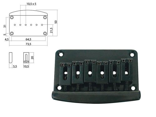 B-1580-B Boston  bridge-tailpiece, Stallion, pitch 10,5mm, strings through body, black