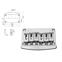   B-1580-C Boston  bridge-tailpiece, Stallion, pitch 10,5mm, strings through body, chrome