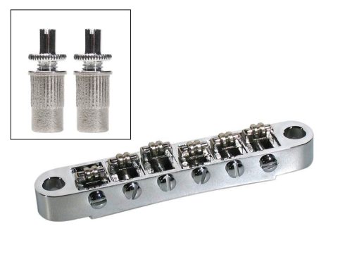 B-205-C Boston  bridge for e-guitar roller bridge model, with studs, chrome, 15" radius, M8 thread bolts