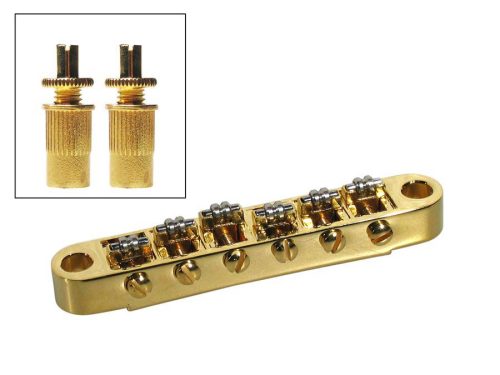 B-205-G Boston  bridge for e-guitar roller bridge model, with studs, gold, 15" radius, M8 thread bolts