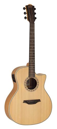 BAA2CE Bromo Appalachian Series auditorium guitar, cutaway with EQ, amara ebony fb, natural