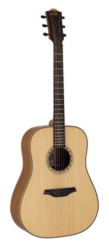 BAT1 Bromo Tahoma Series dreadnought guitar with solid spruce top, amara ebony fb, natural