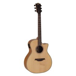   BAT2CE Bromo Tahoma Series auditorium guitar with solid top, cutaway with EQ, amara ebony fb, natural