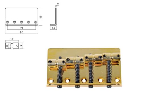 BB-104-G Boston  bridge-tailpiece, Jocker/ Puncher bass, pitch 19mm, gold