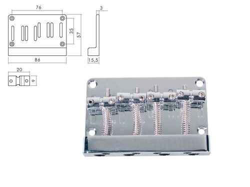 BB-304-C Boston  bridge-tailpiece, Jocker/ Puncher bass, pitch 20mm, chrome