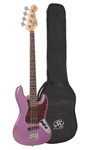 BD1/MPP SX Standard Series J-style electric bass guitar, midnight purple, with gig bag