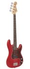 BD2/CAR SX Standard Series P-style electric bass guitar, candy apple red, with gig bag