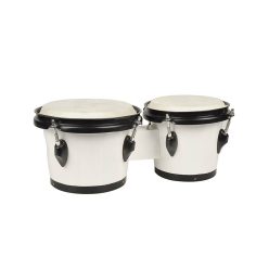   BG-402-WH Hayman  bongo, hardwood, 6,8"+7,8", rawhide skins, black hardware, white