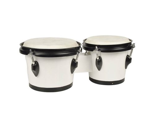 BG-402-WH Hayman  bongo, hardwood, 6,8"+7,8", rawhide skins, black hardware, white