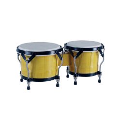   Hayman BG-405-NT Bongos aus Hartholz – 6,85″ & 7,95″ Naturfinish, Naturrohhaut-Felle, schwarze Hardware