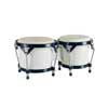 Hayman BG-405-WH Hartholz-Bongos – 6,85″ & 7,95″ Hochglanz Weiß, Naturrohhaut-Felle, schwarze Hardware