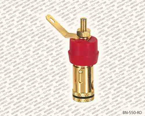 BN-550-RD Proel  banana chassis connector, 1-pole metal gold + red cap-ring