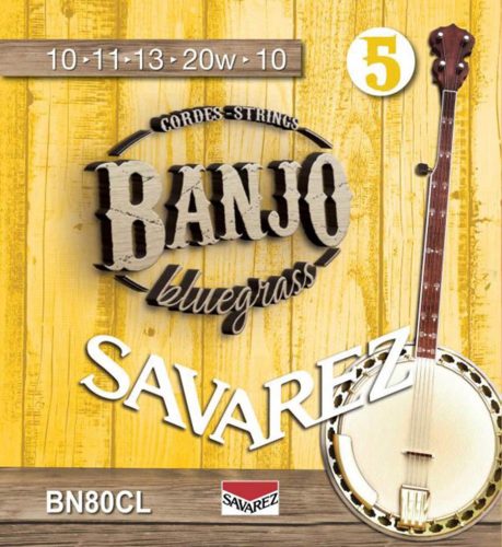 BN80CL Savarez  string set 5-string banjo, bluegrass, custom light, 010-011-013-020W-0010