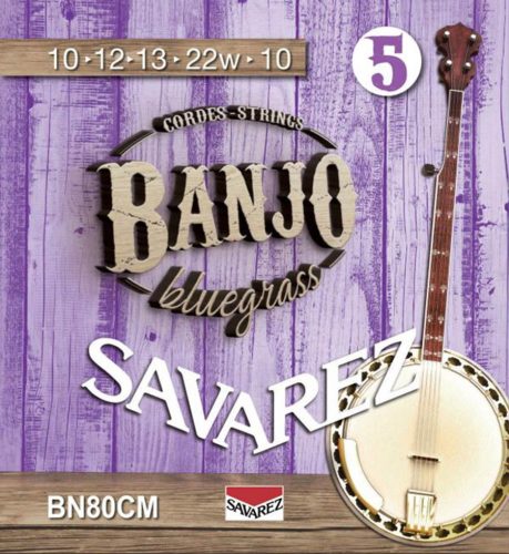 BN80CM Savarez  string set 5-string banjo, bluegrass, custom medium, 010-011-013-022W-010