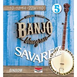   BN80M Savarez  string set 5-string banjo, bluegrass, medium, 010-012-014-022W-010