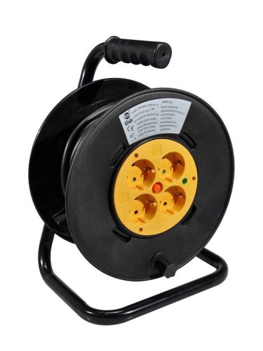 BPC-420-R Boston  power cable reel with 20 meters VDE cable 3x1,5m2, 4 sockets with circuit braker